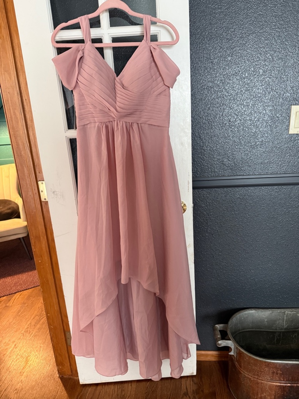 Blush Pink Maxi Dress with Ruffled Straps